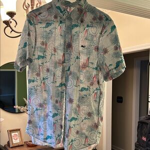 Vineyard Vines Green and Blue Tropical Men's Shirt